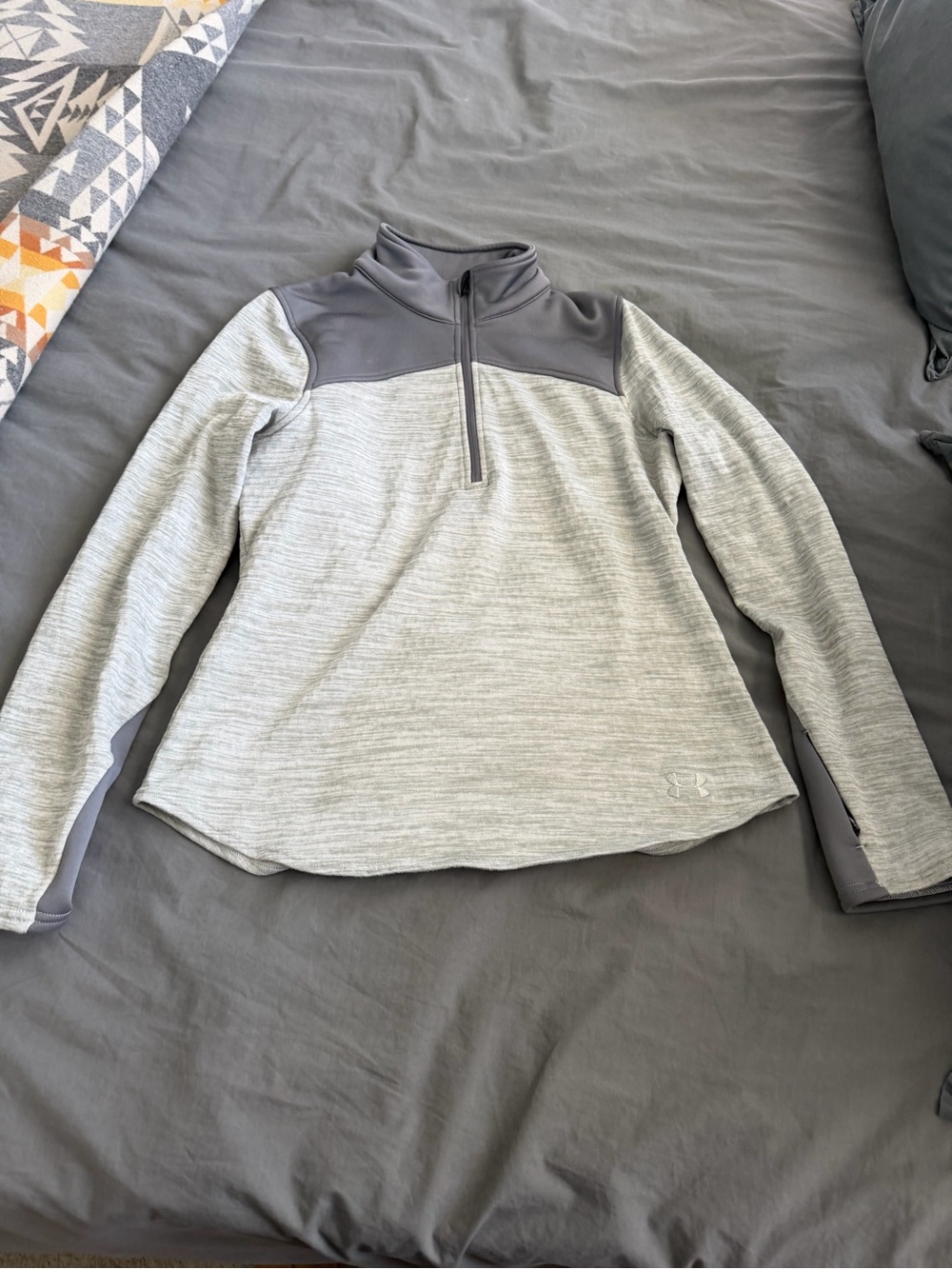 Under Armour Light Grey and Dark Grey Quarter-Zip Pullover